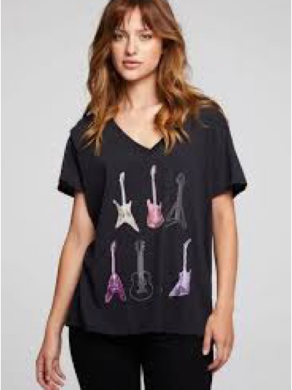 NWT Chaser Rock N Roll Guitar Black Short Sleeve Crewneck T-Shirt Size S NEW